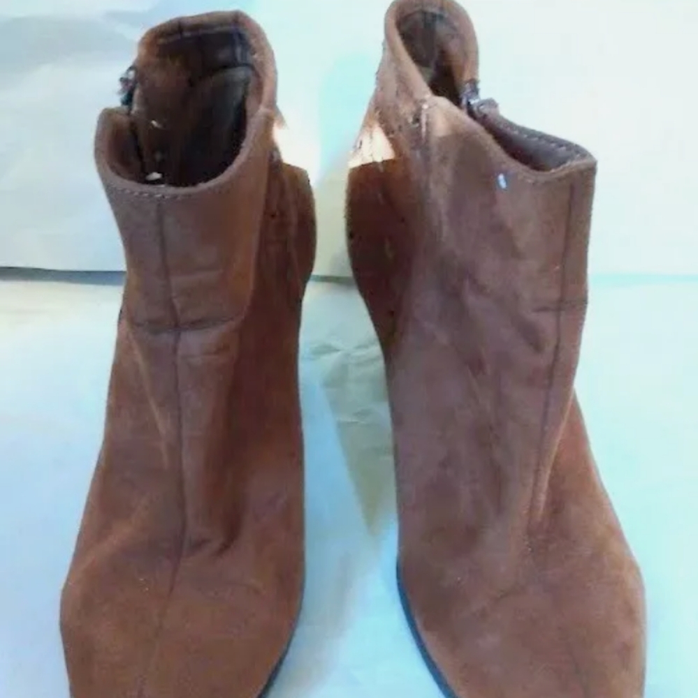American Eagle Cut-Out Block Heel Booties Boots 10 Boho Hippie Festival Brown - Picture 4 of 7